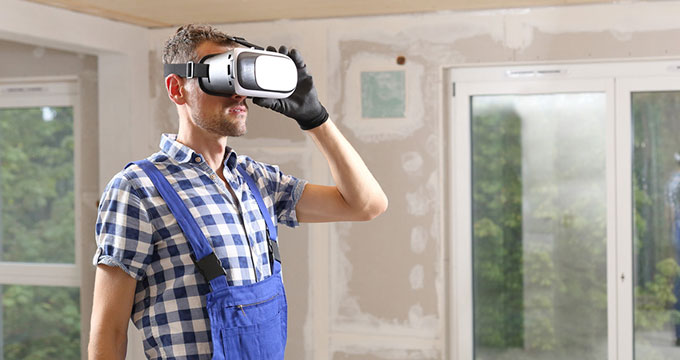 VR-Brille im Bau