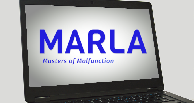 Projektlogo MARLA auf Laptop-Bildschirm
