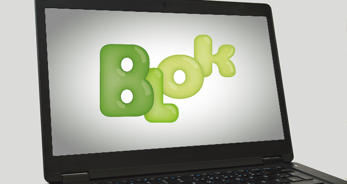 Logo BLok auf Laptop-Bildschirm