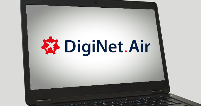 Projektlogo DigiNet.Air auf Laptop-Oberfläche