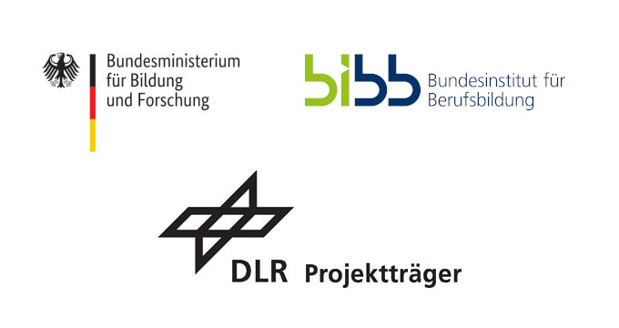 Die Logos des BMBF, des BIBB und der DLR.